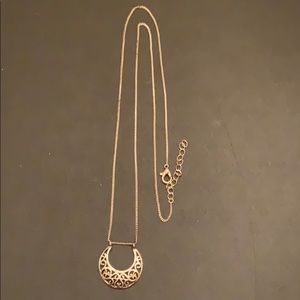 Silver-tone half moon filigree necklace